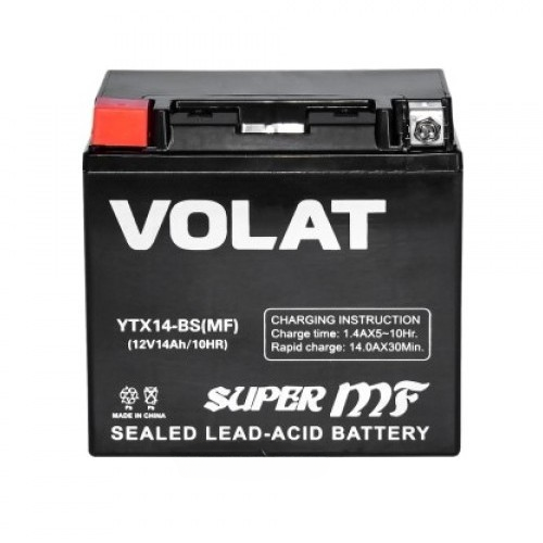 Батарея аккумуляторная VOLAT Battery YTX14BSMF 14А/ч 200А прямая полярн. болтовые мото клеммы